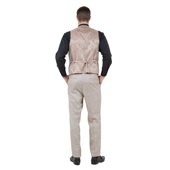 Hybrid Fit Classic Tweed Beige Mens Suit by Sean Alexander - Picture 3 of 6